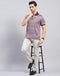 Men Maroon Self Design Polo Collar Half Sleeve T-Shirt