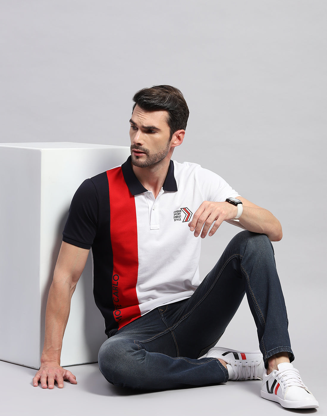 Men White Solid Polo Collar Half Sleeve T-Shirt