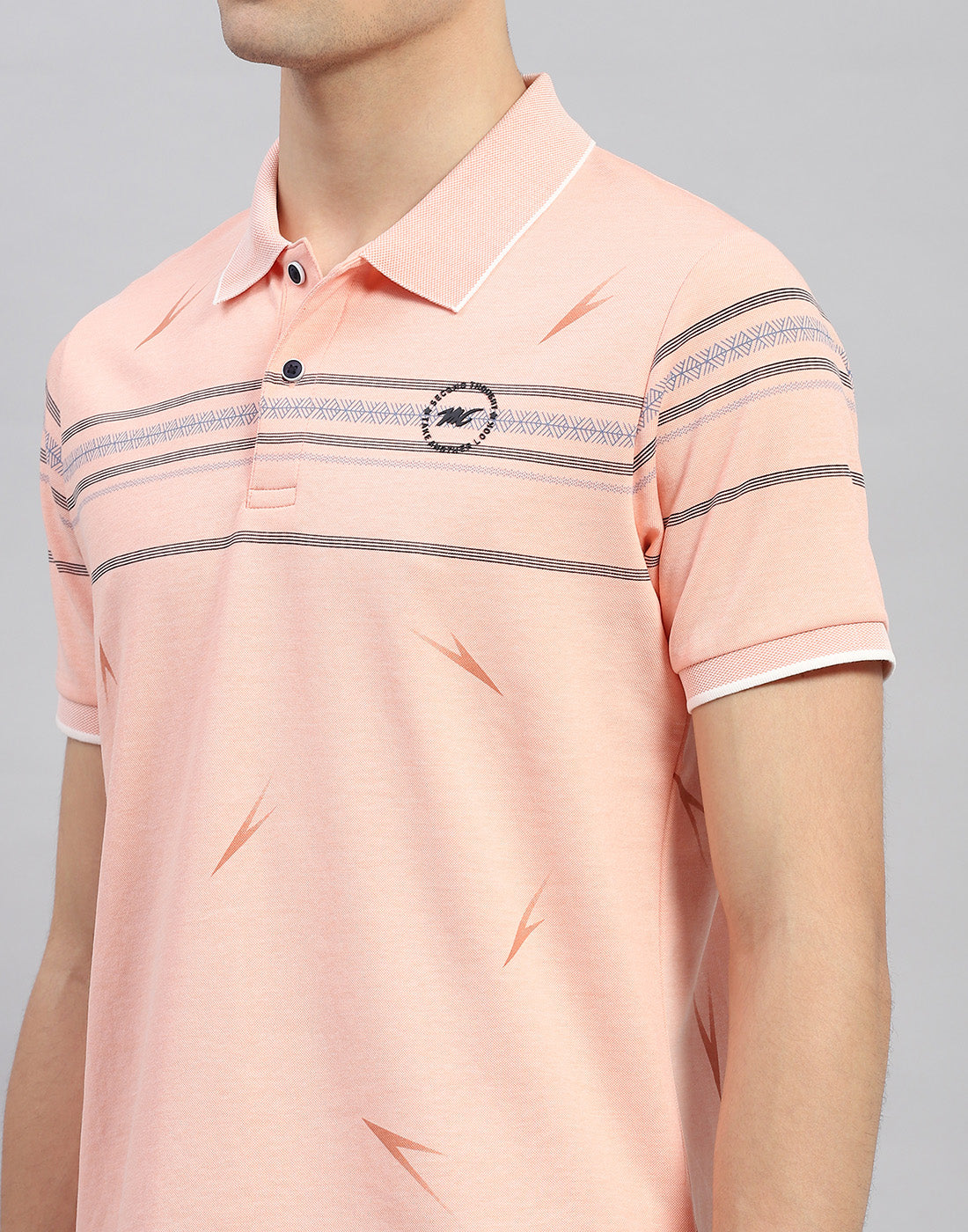 Men Orange Printed Polo Collar Half Sleeve T-Shirt