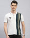 Men Off White Stripe Polo Collar Half Sleeve T-Shirt