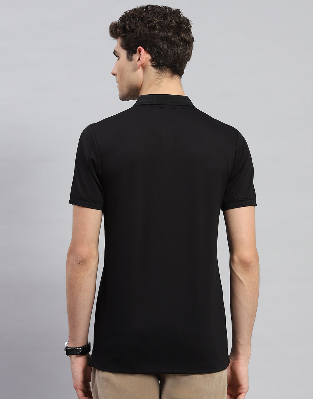 Men Black Printed Polo Collar Half Sleeve T-Shirt