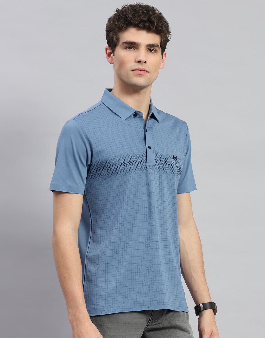 Men Teal Blue Solid Polo Collar Half Sleeve T-Shirt