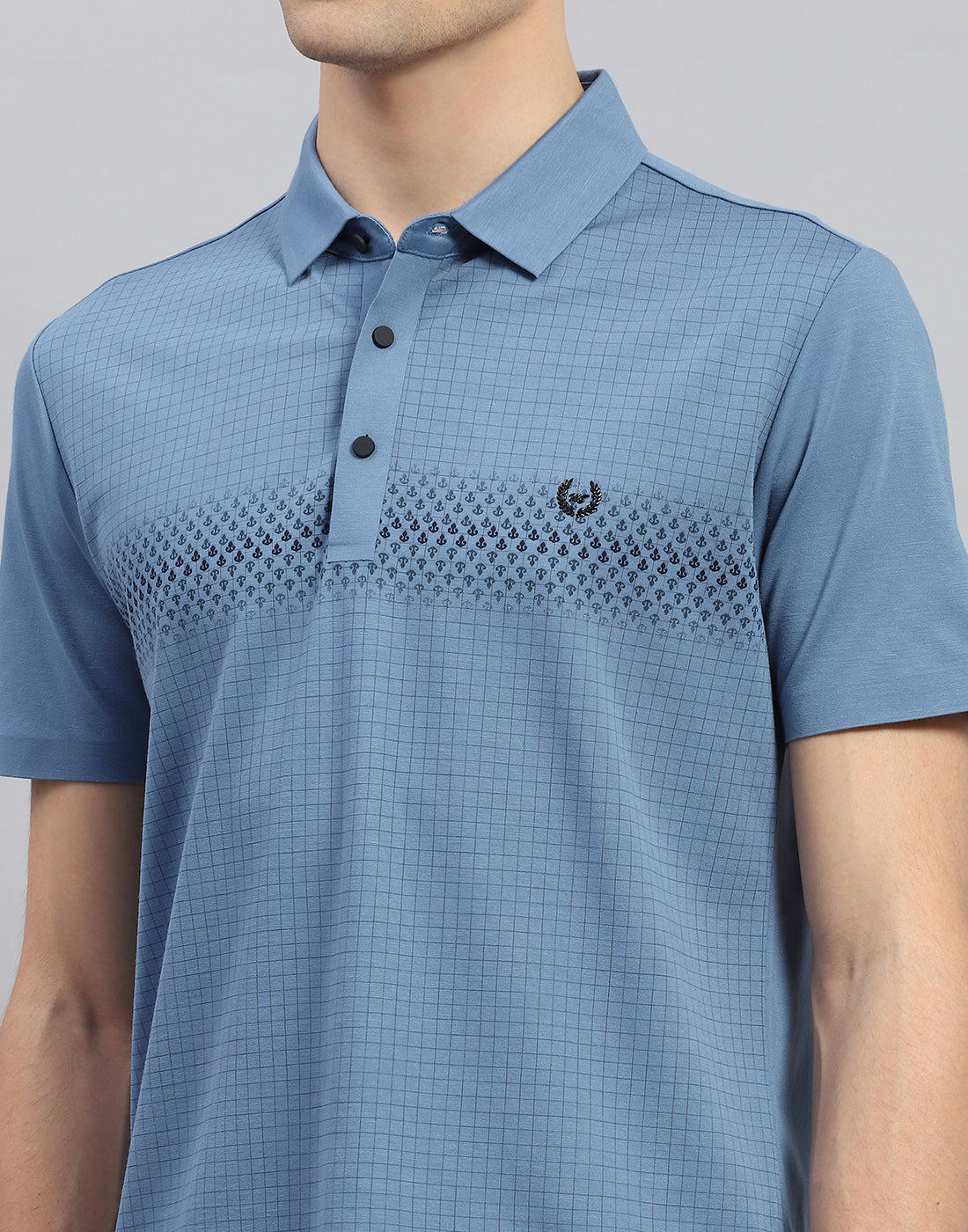 Men Teal Blue Solid Polo Collar Half Sleeve T-Shirt