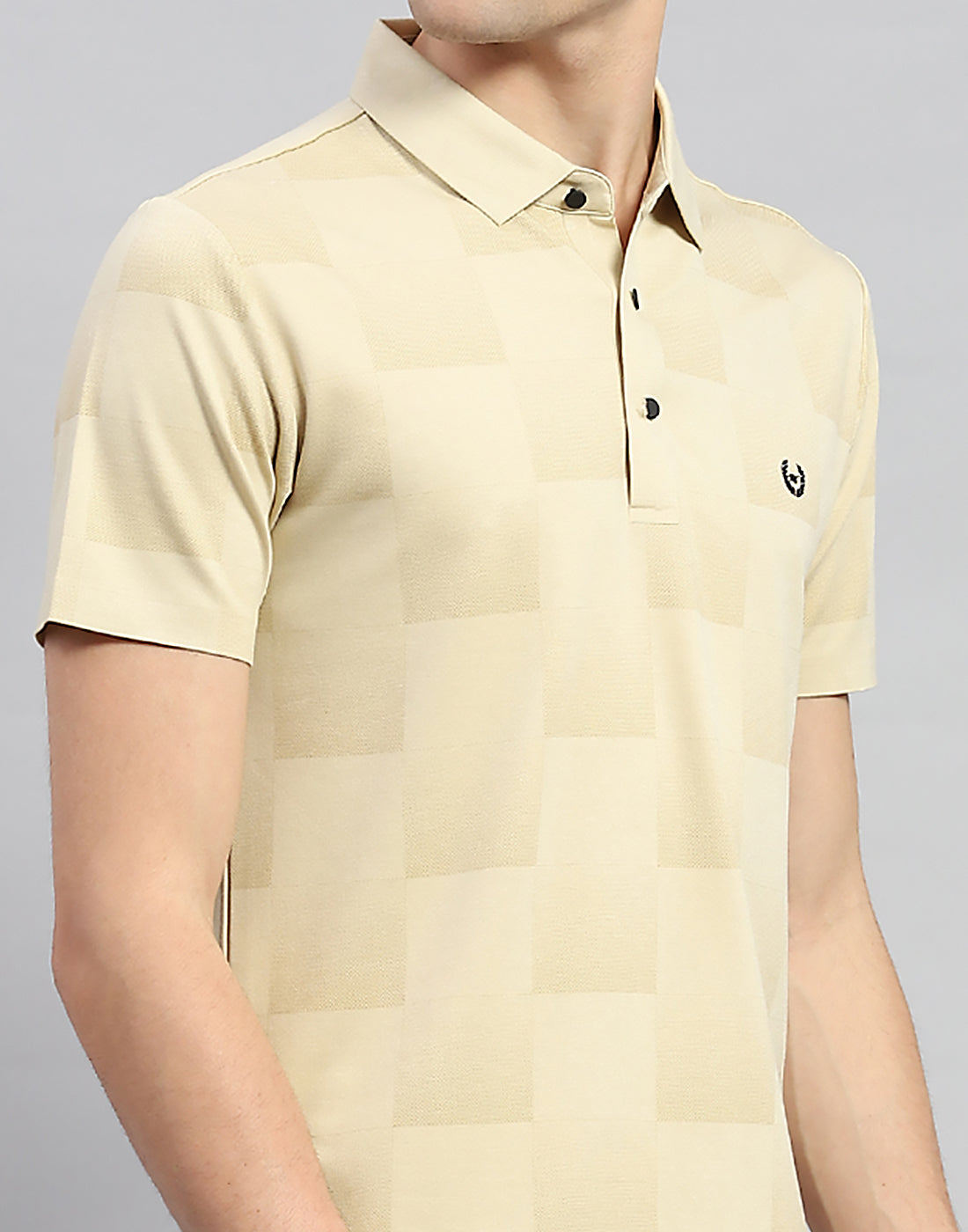 Men Beige Solid Polo Collar Half Sleeve T-Shirt