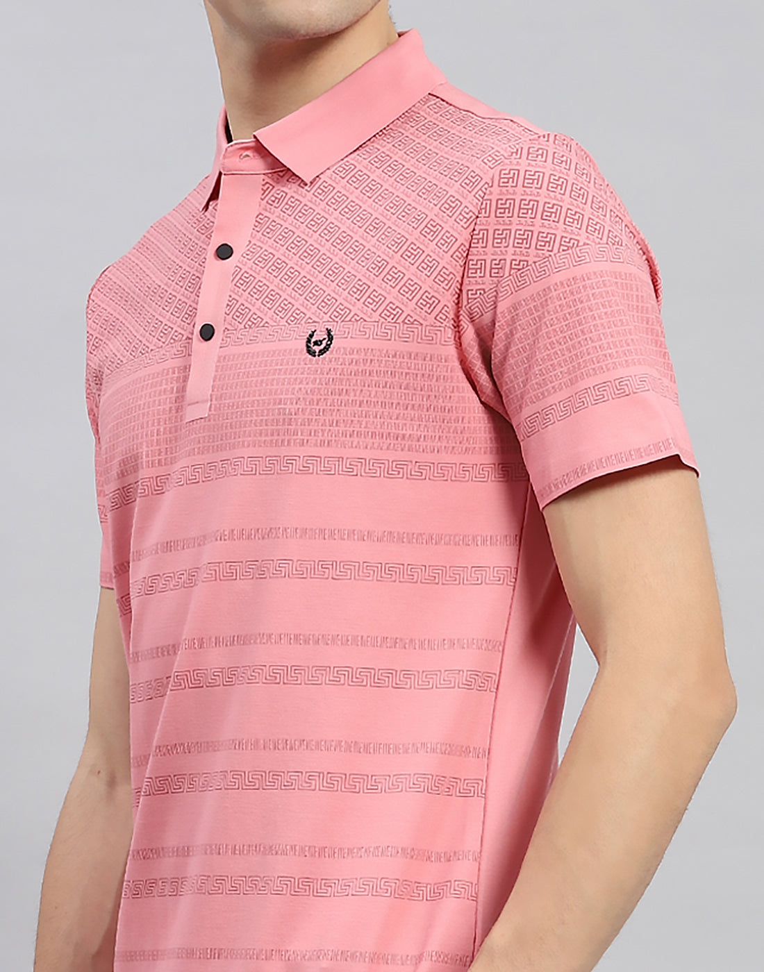 Men Peach Printed Polo Collar Half Sleeve T-Shirt