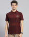 Men Maroon Printed Polo Collar Half Sleeve T-Shirt