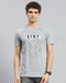 Men Grey Printed Round Neck Half Sleeve T-Shirt