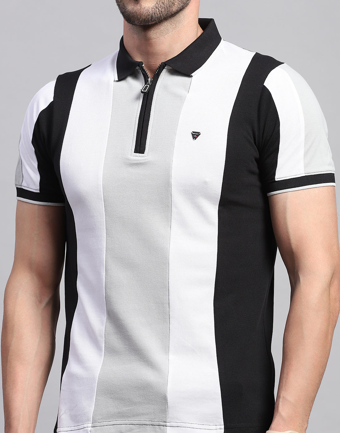 Men Black Solid Polo Collar Half Sleeve T-Shirt