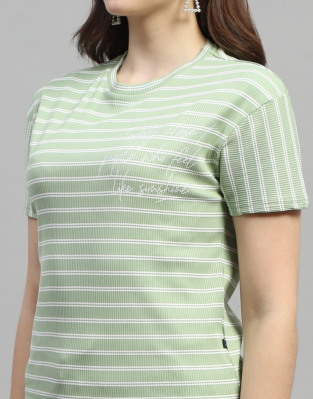 Women Green Printed Round Neck Half Sleeve Cords Set