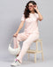 Women Pink Printed Round Neck Half Sleeve Cords Set