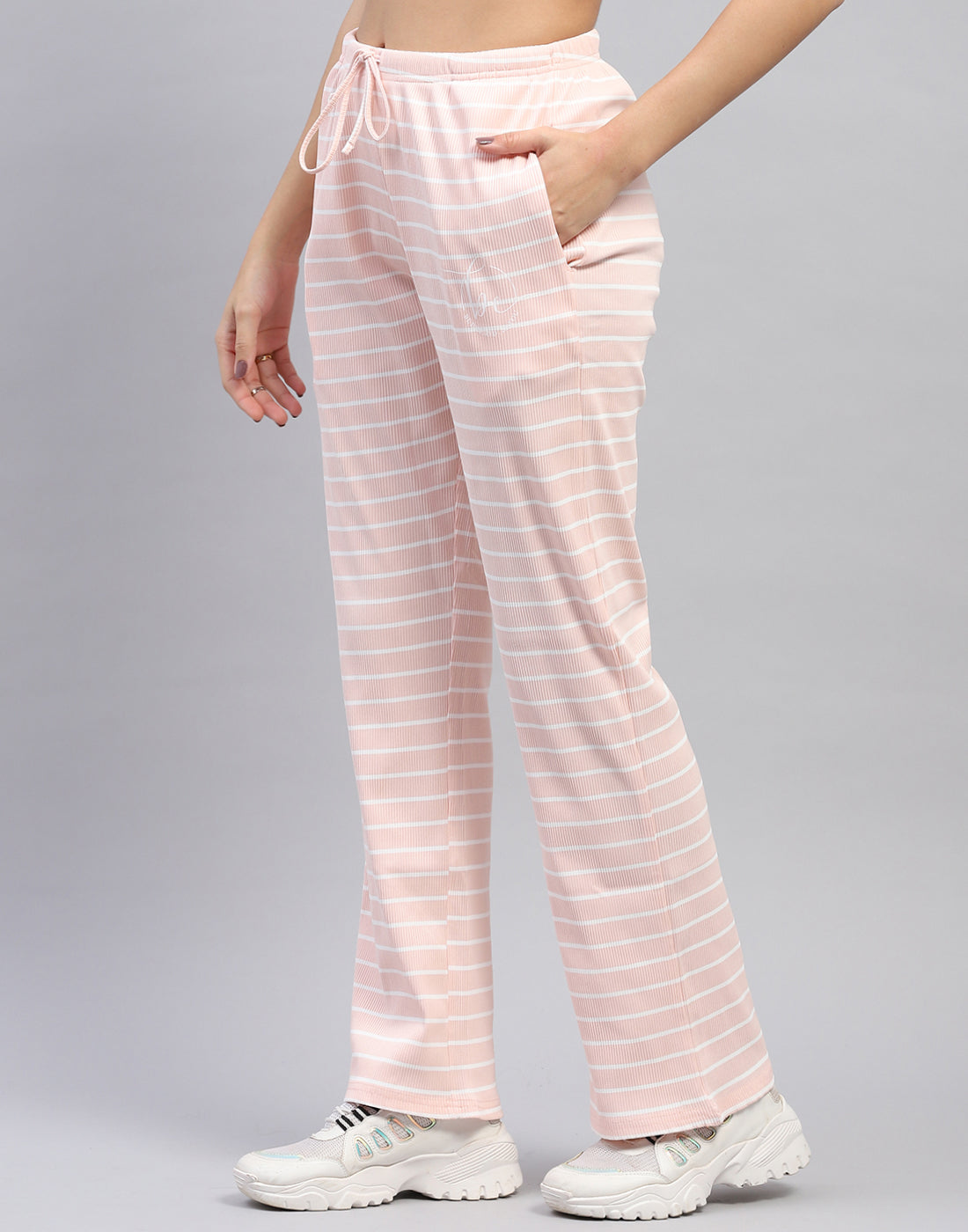 Women Pink Printed Round Neck Half Sleeve Cords Set