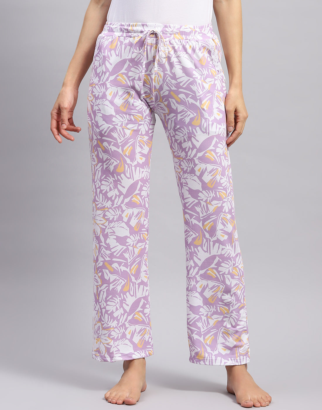 Women Purple Printed Regular Fit Lower