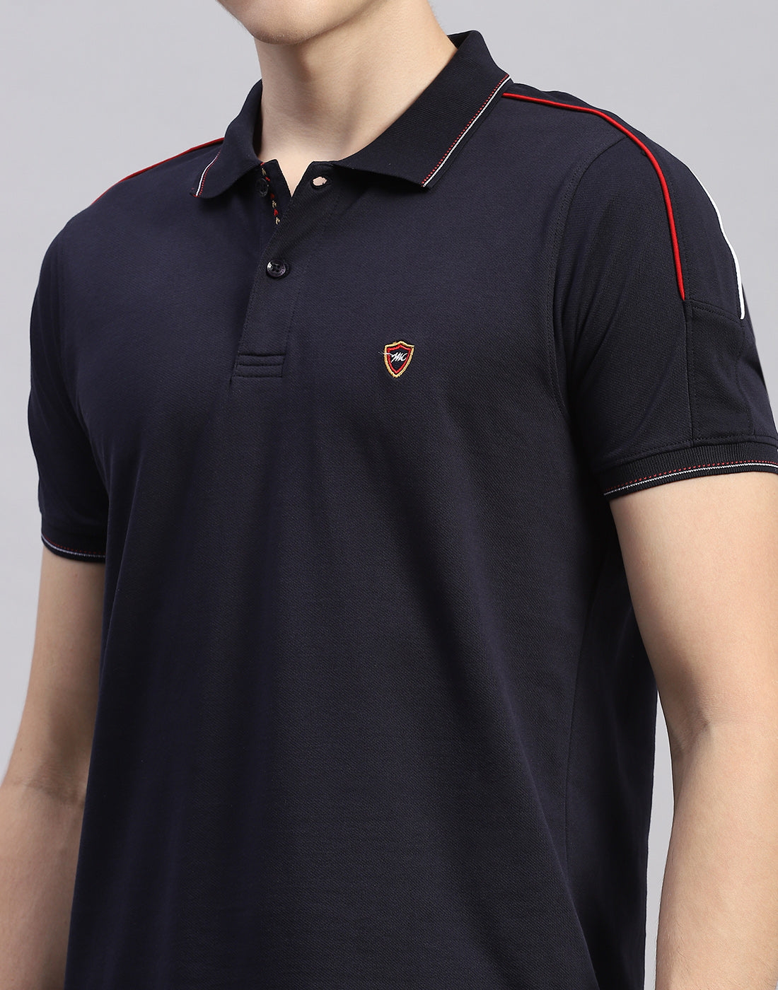 Men Navy Blue Solid Polo Collar Half Sleeve Lower Set