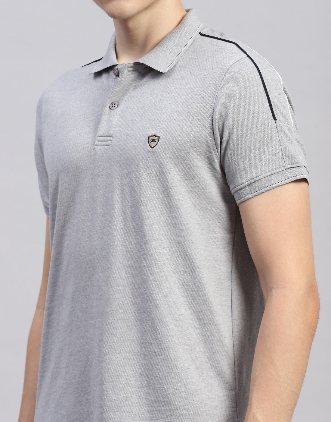 Men Grey Solid Polo Collar Half Sleeve Lower Set