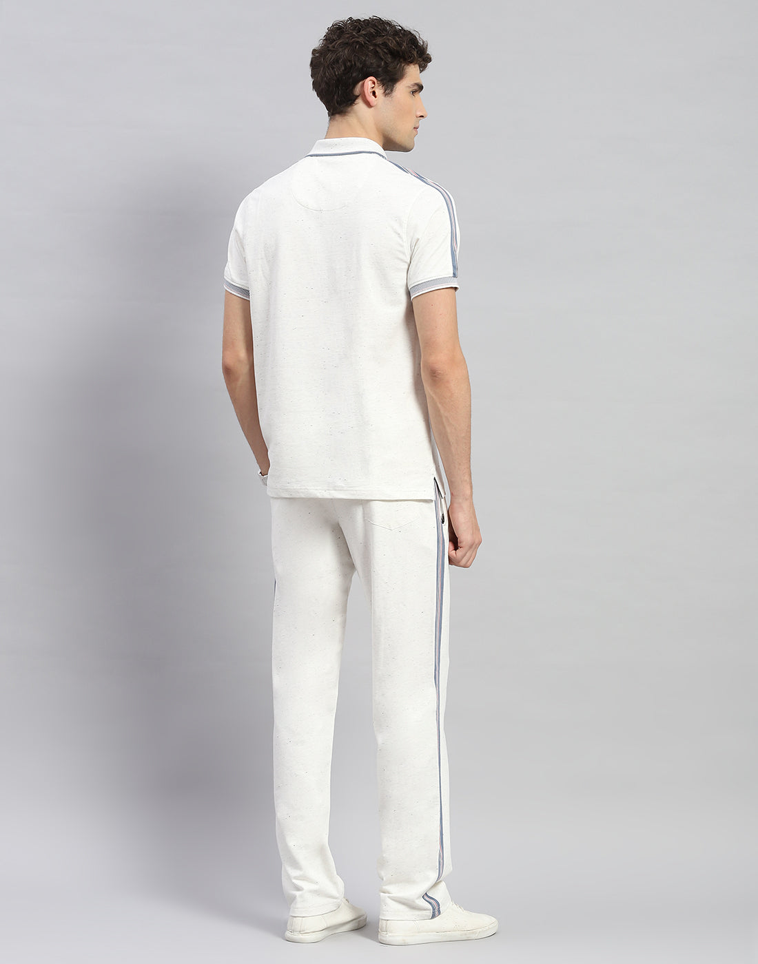 Men Off White Solid  Half Sleeve Lower Set