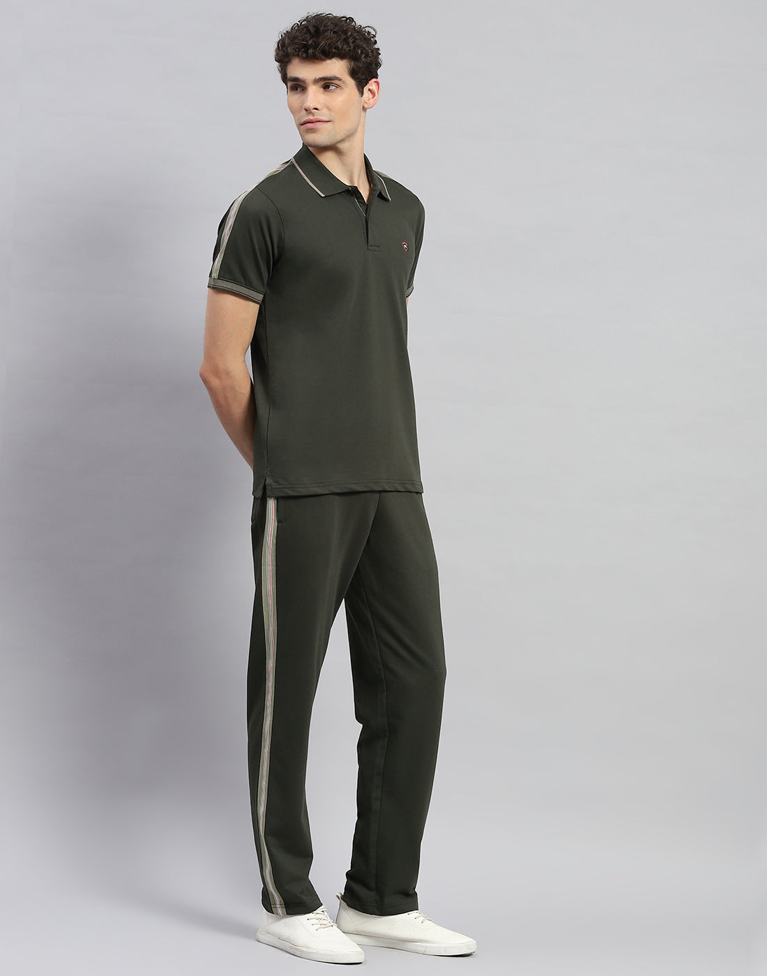 Men Olive Solid  Half Sleeve Lower Set