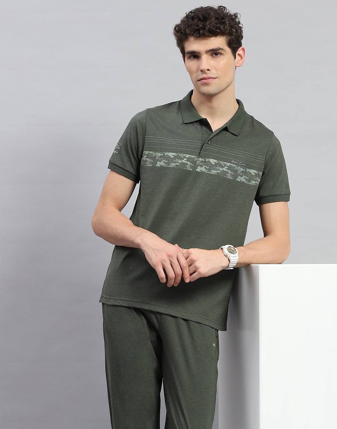 Men Green Solid  Half Sleeve Lower Set