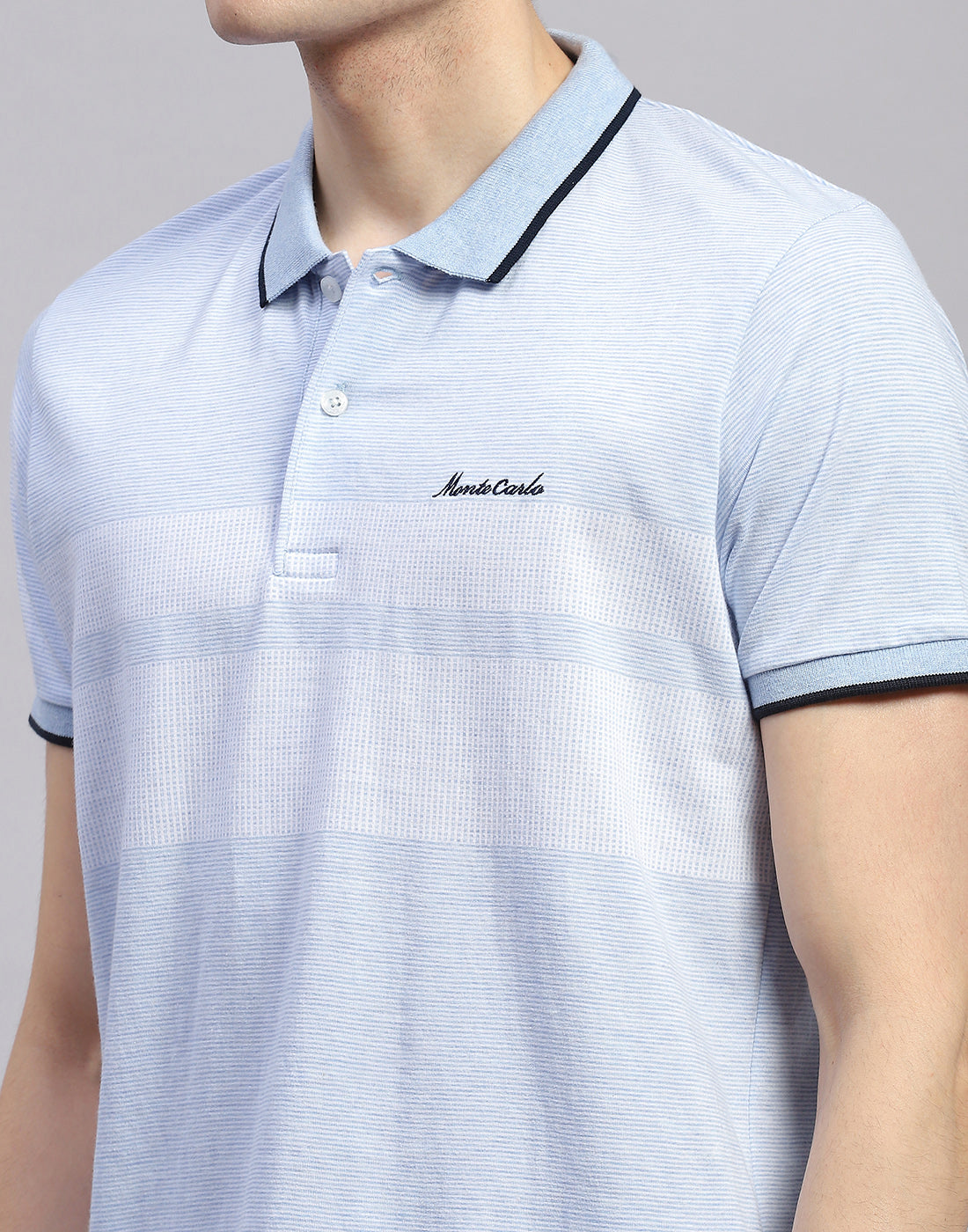 Men Sky Blue Solid Polo Collar Half Sleeve Lower Set