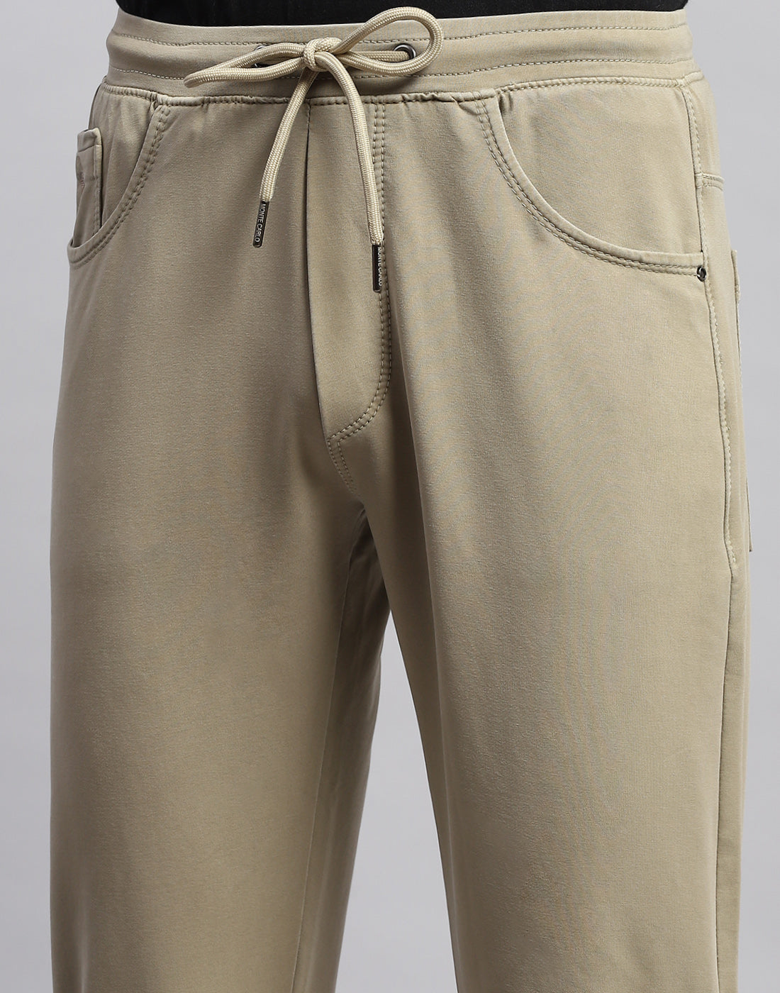 Men Khaki Solid Regular Fit Lower