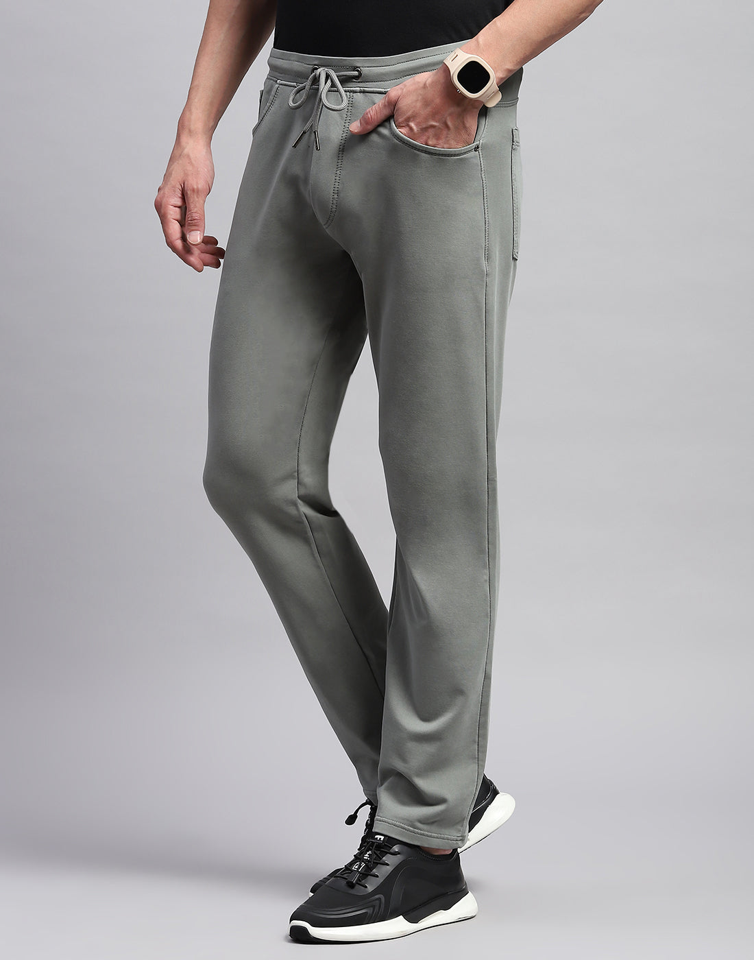 Men Grey Solid Regular Fit Lower