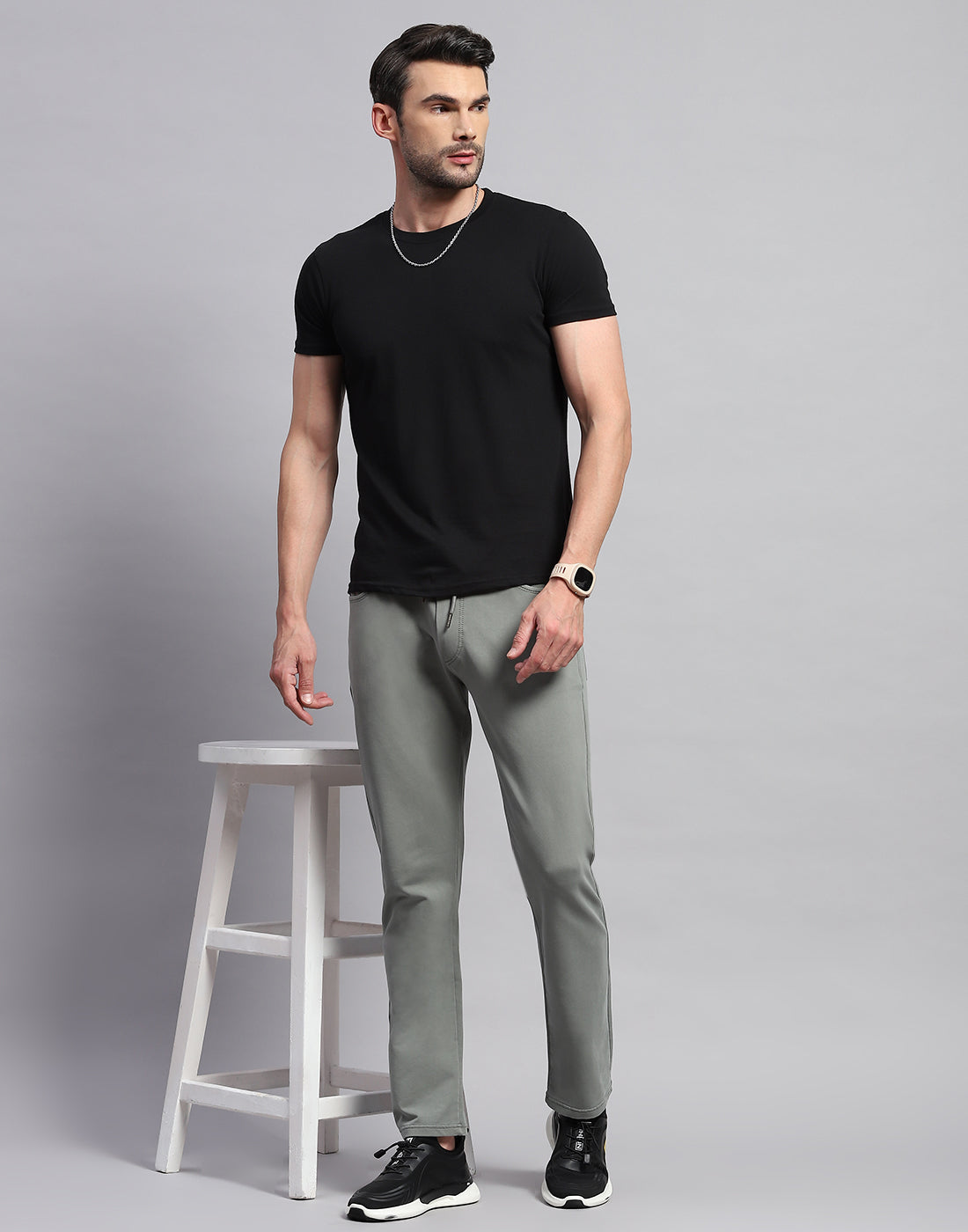 Men Grey Solid Regular Fit Lower