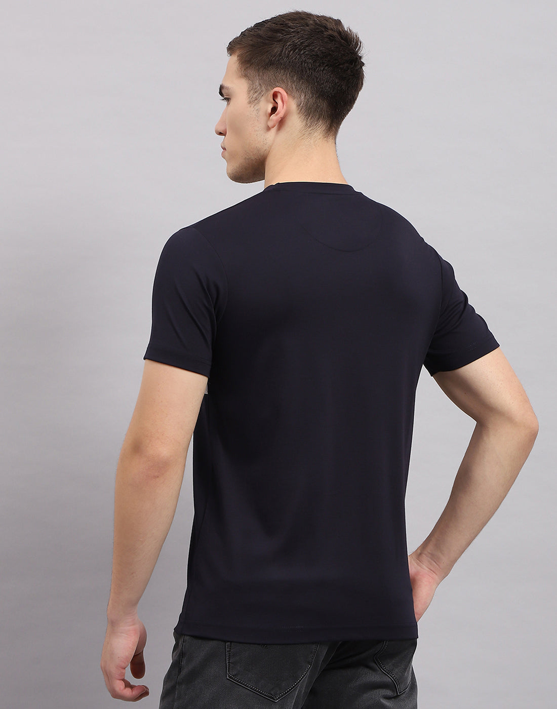 Men Black Printed Round Neck Half Sleeve T-Shirt