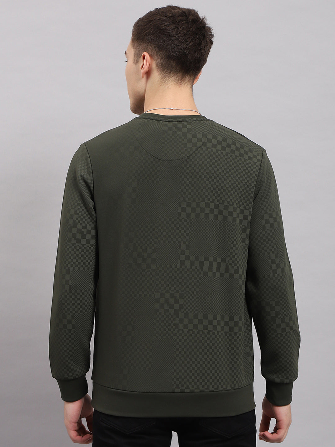 Men Green Printed Round Neck Full Sleeve T-Shirt