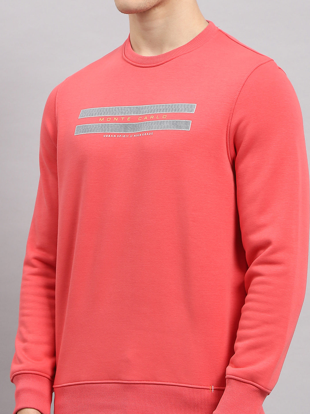 Men Coral Printed Round Neck Full Sleeve Sweatshirt