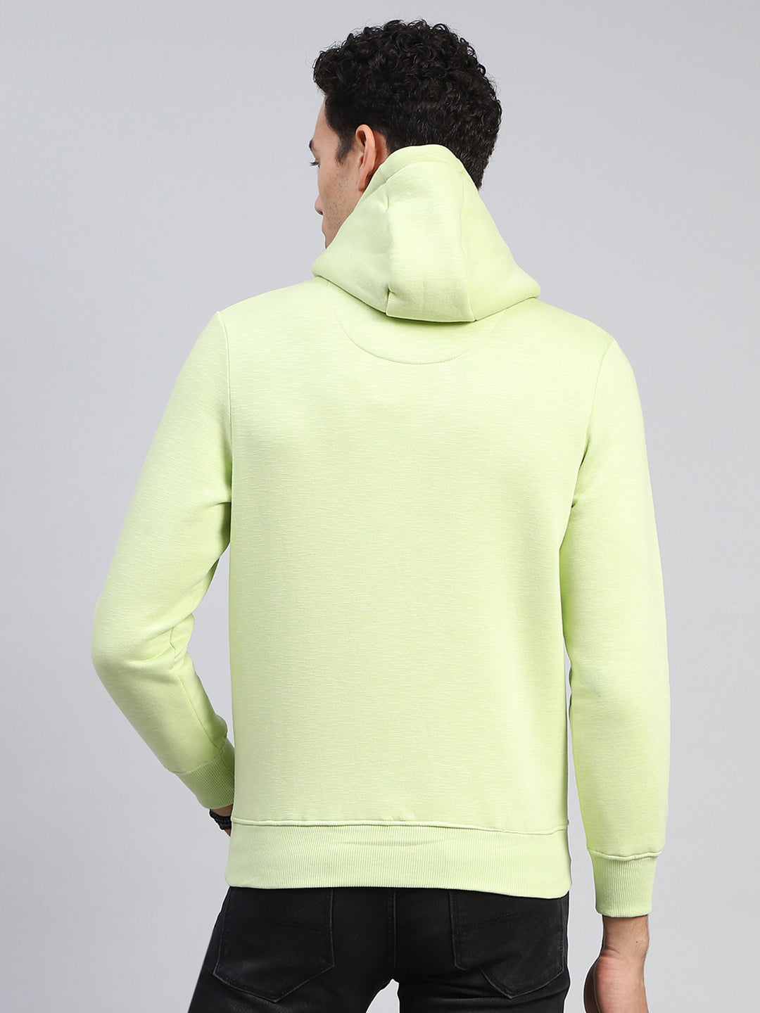 Men Green Printed Hooded Full Sleeve Sweatshirt