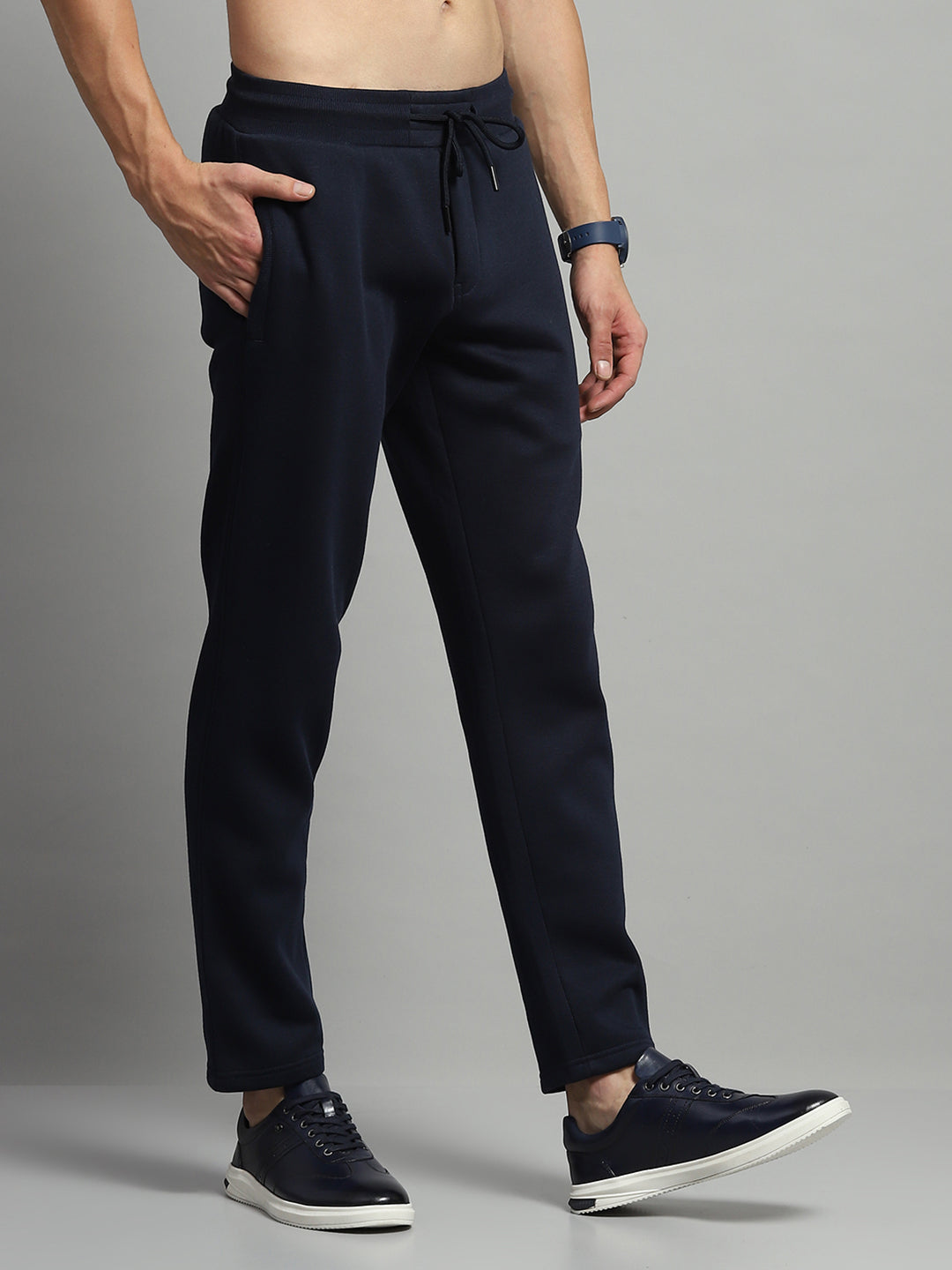 Men Navy Blue Self Design   Lower