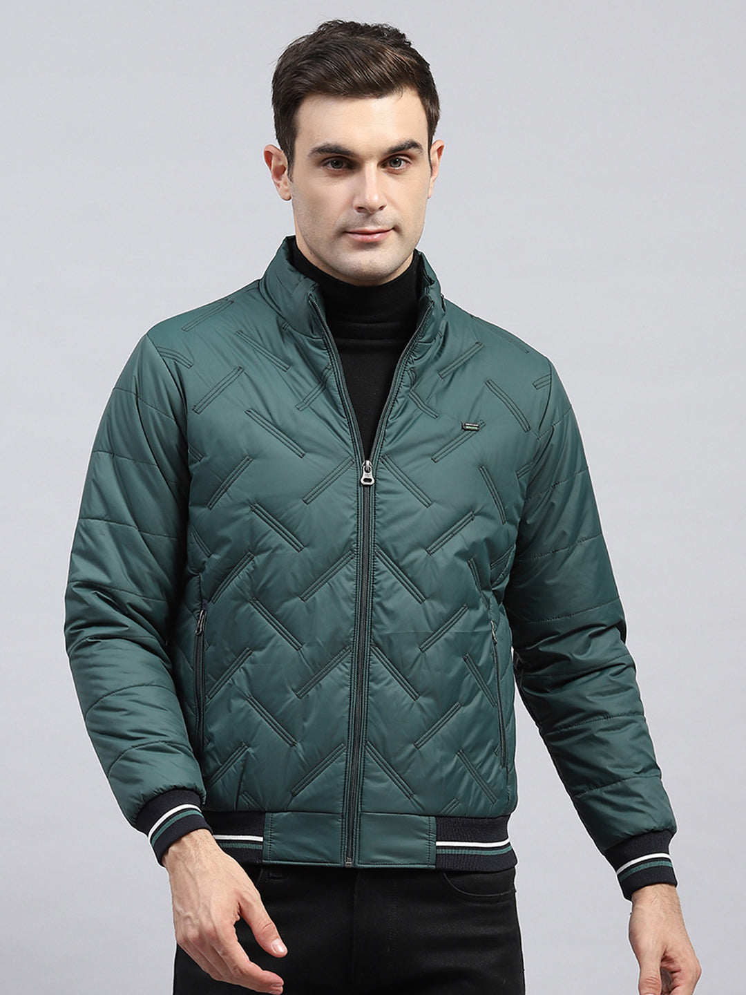 Men Green Solid Detachable Hood Full Sleeve Jacket