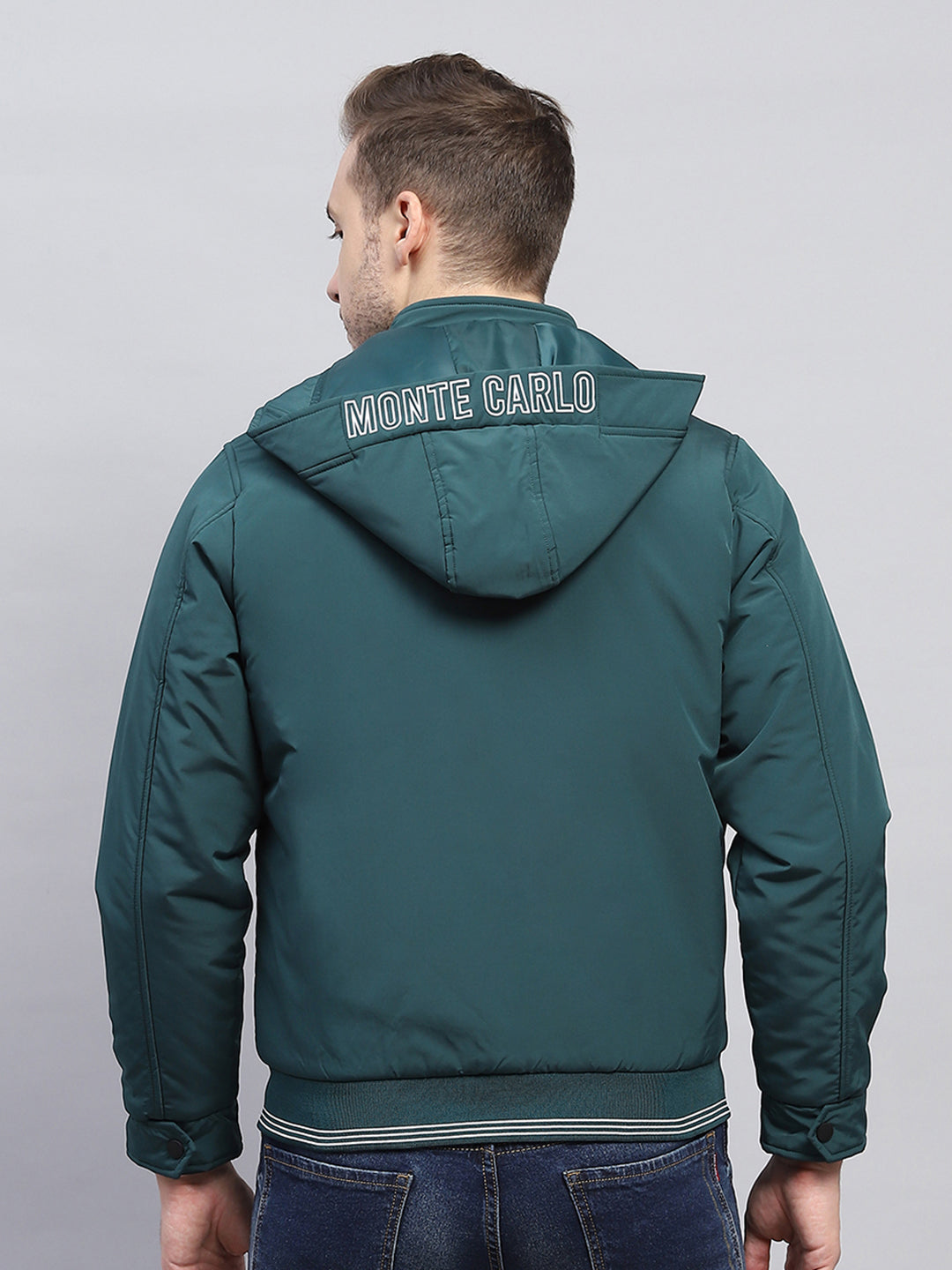 Men Green Solid Detachable Hood Full Sleeve Jacket