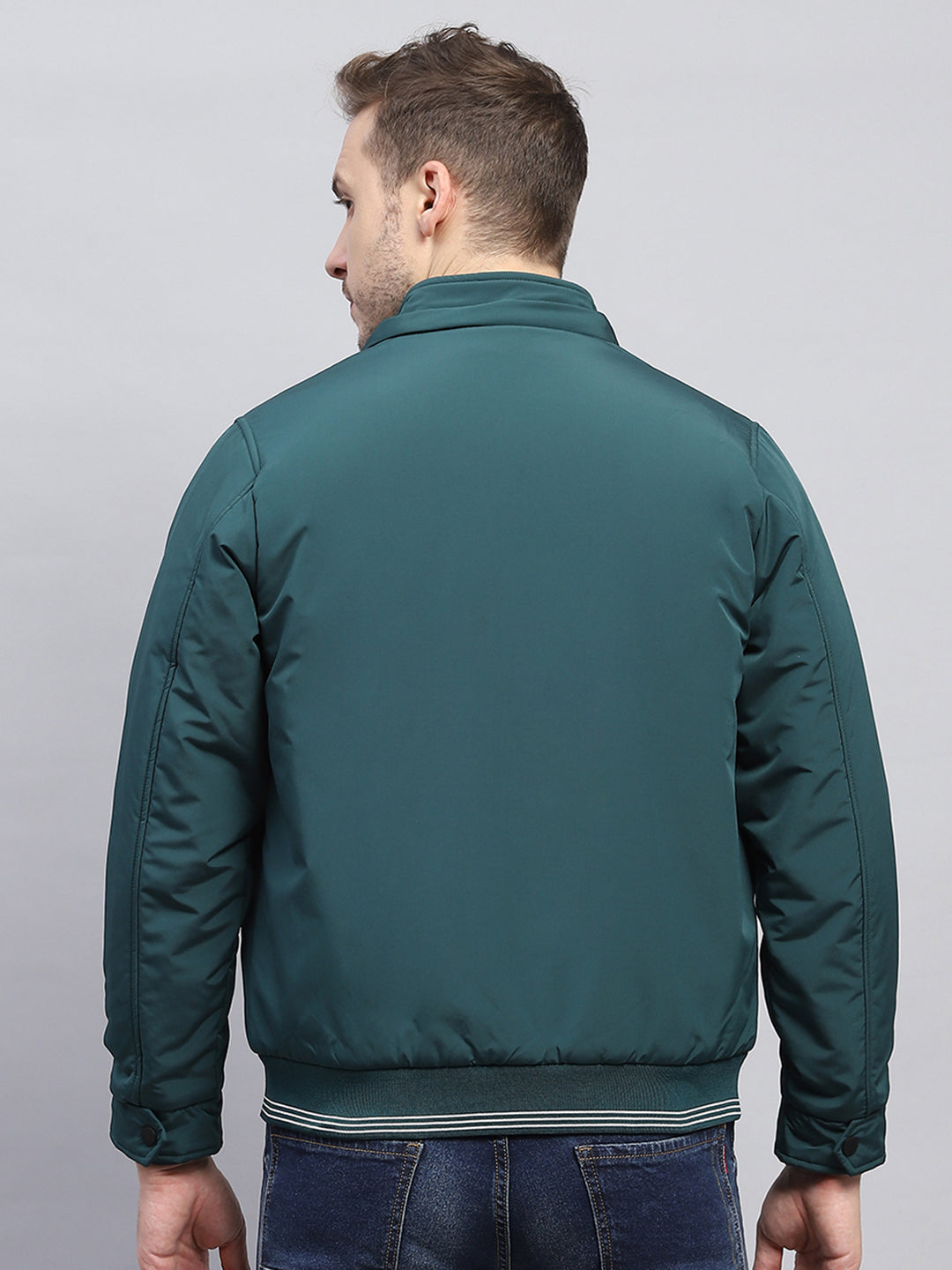 Men Green Solid Detachable Hood Full Sleeve Jacket