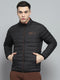 Men Black Solid Mock Neck Full Sleeve Jacket