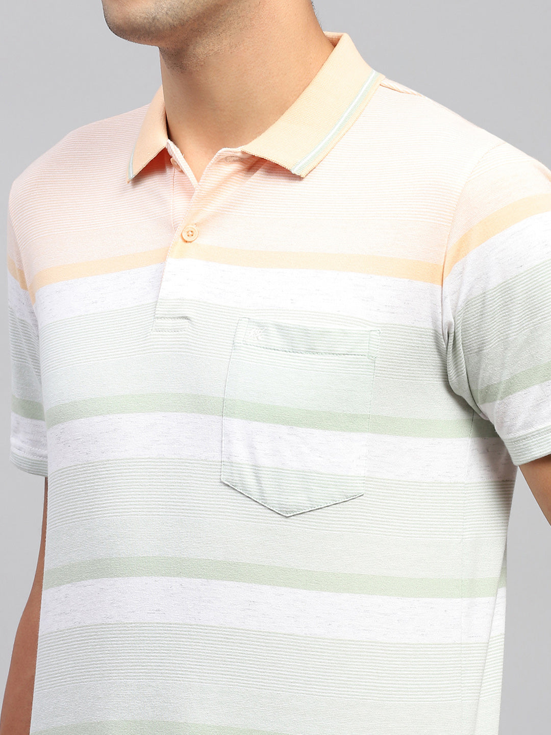 Men Multicolor Stripe Polo Collar Half Sleeve T-Shirt