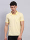 Men Yellow Printed Collar Half Sleeve T-Shirt