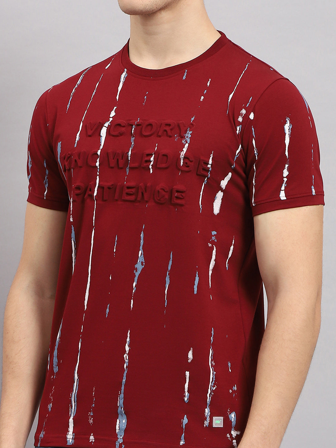 Men Maroon Printed Round Neck Half Sleeve T-Shirt