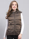 Women Brown Solid Detachable Hood Sleeveless Jacket