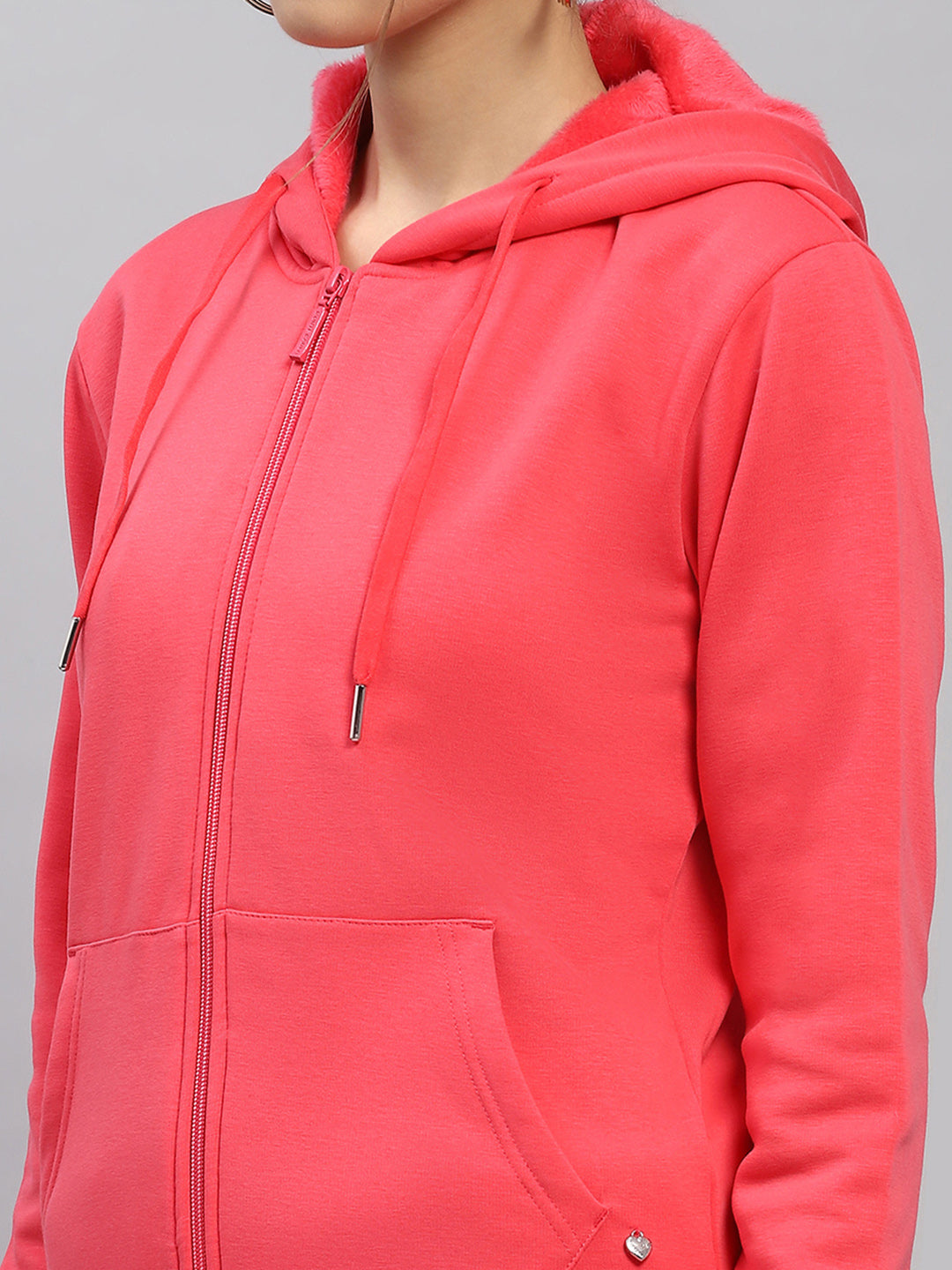 Women Red Solid Hooded Full Sleeve Tracksuit