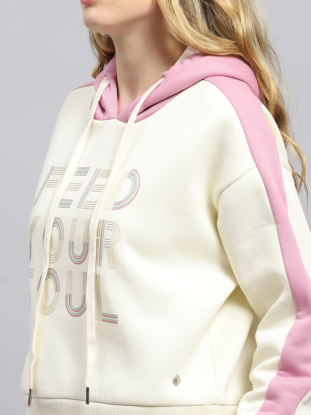 Women Pink Printed Hooded Full Sleeve Tracksuit