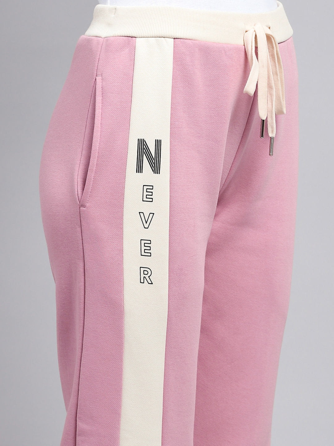 Women Pink Printed Hooded Full Sleeve Tracksuit