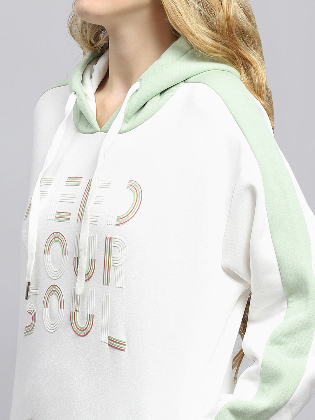 Women Green Printed Hooded Full Sleeve Tracksuit