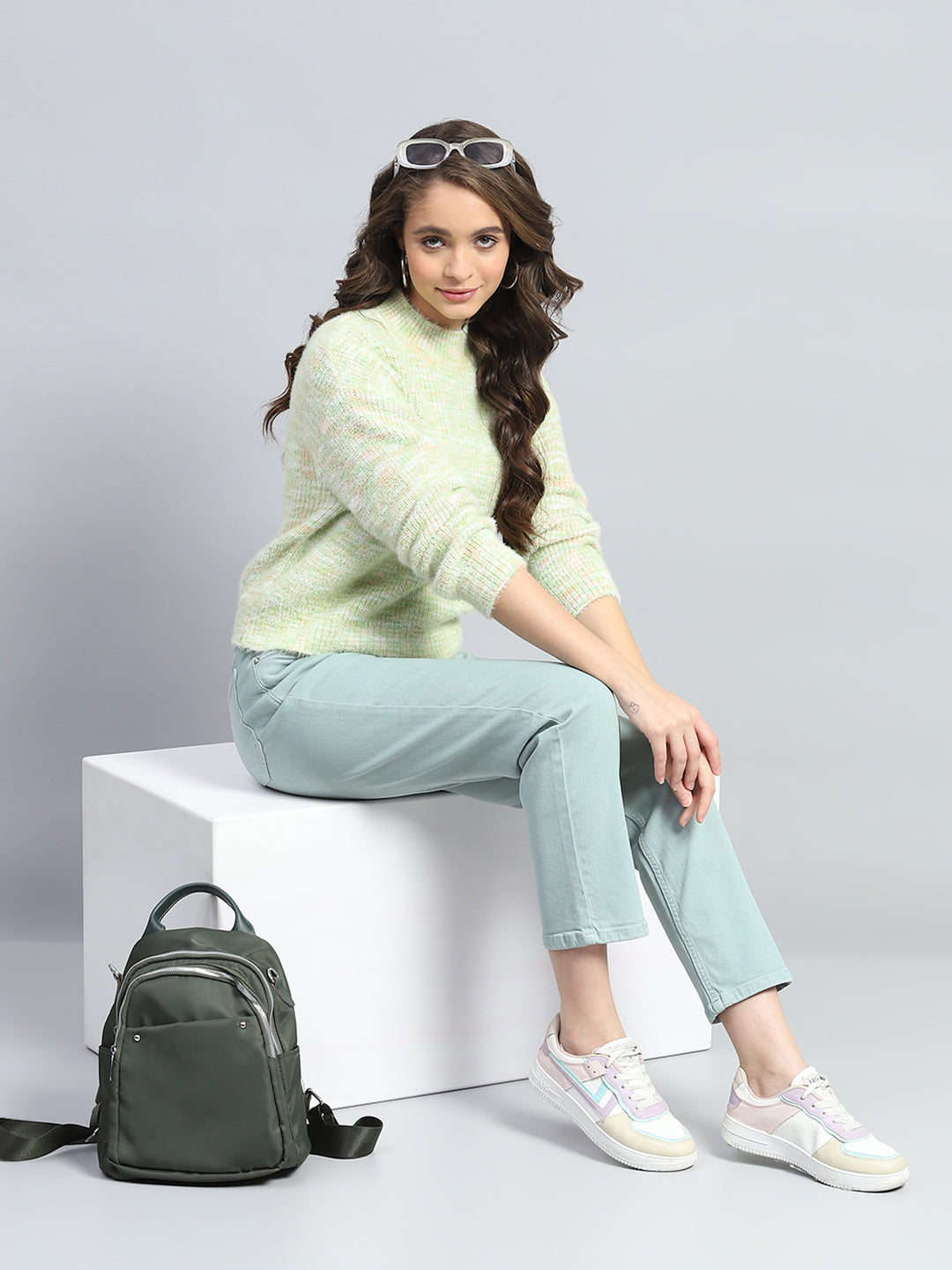 Women Sea Green Solid Slim Fit Denim