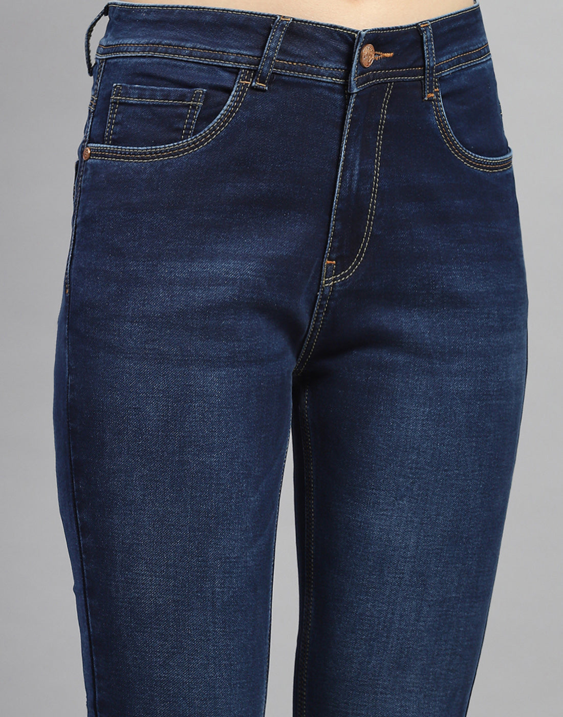 Women Dark Blue Light Wash Boot Cut Denim