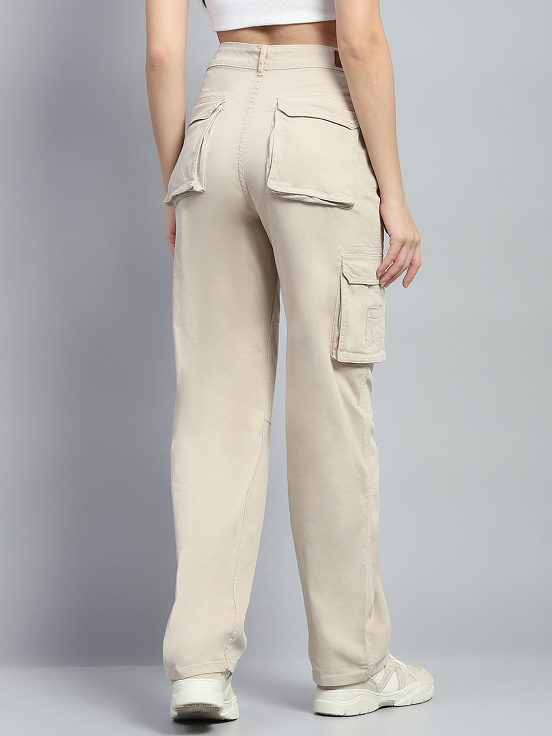 Women Beige Solid Regular Fit Cargo