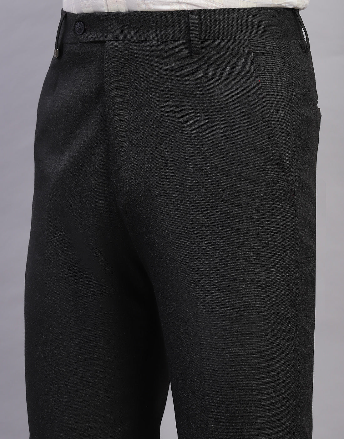 Men Grey Solid Smart Fit Trouser