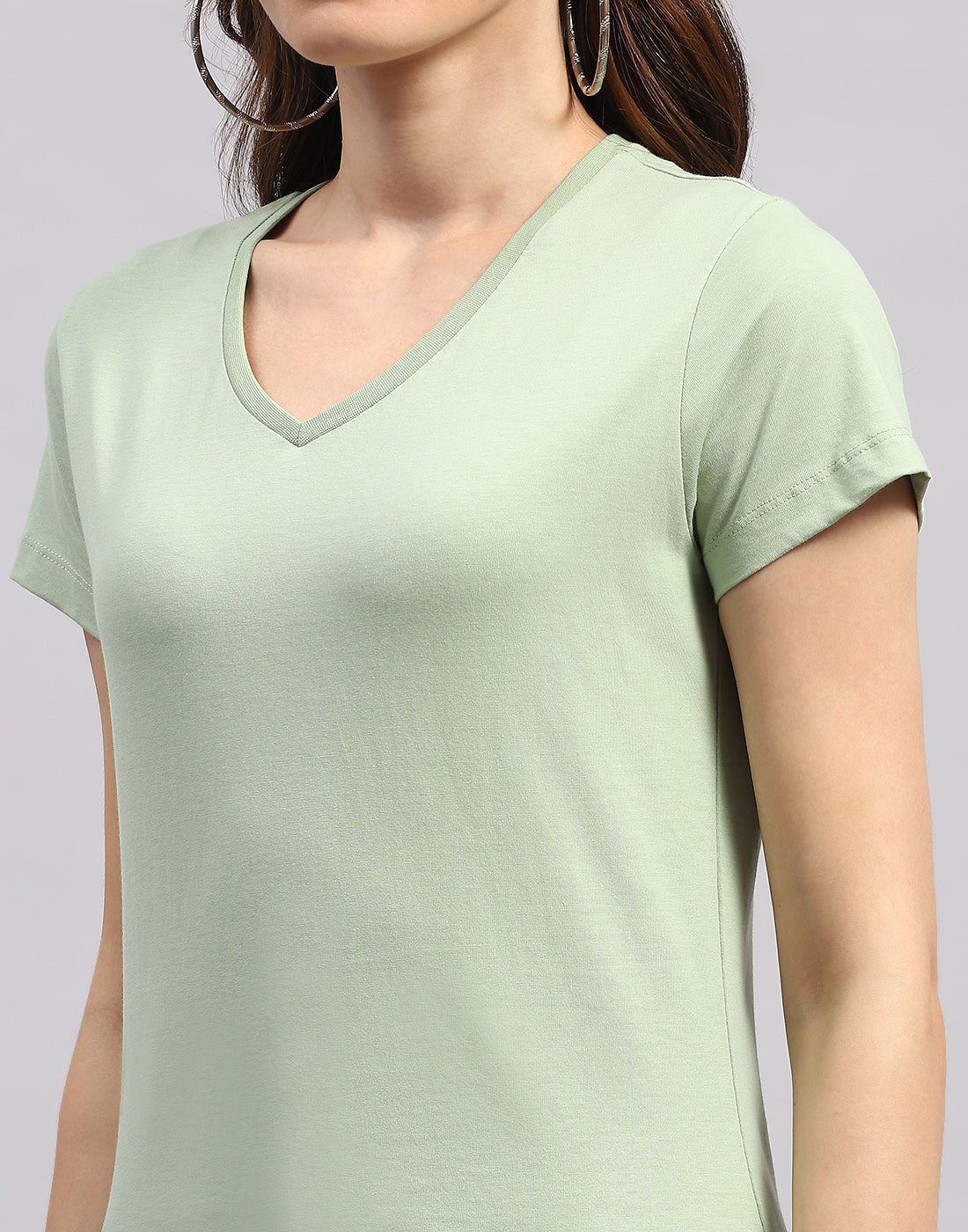 Women Green & Pink Solid V Neck Half Sleeve Top (Pack of 2)