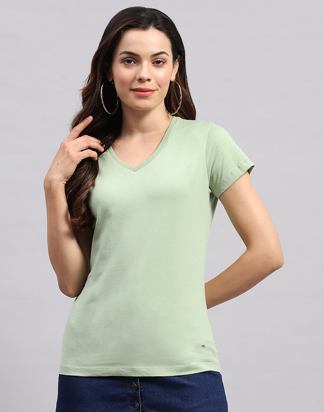 Women Green & Pink Solid V Neck Half Sleeve Top (Pack of 2)