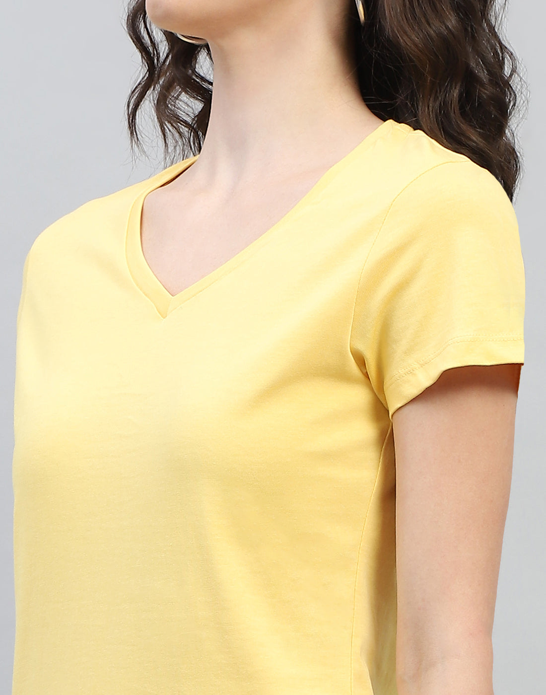 Women Yellow & Turquoise Blue Solid V Neck Half Sleeve Top (Pack of 2)