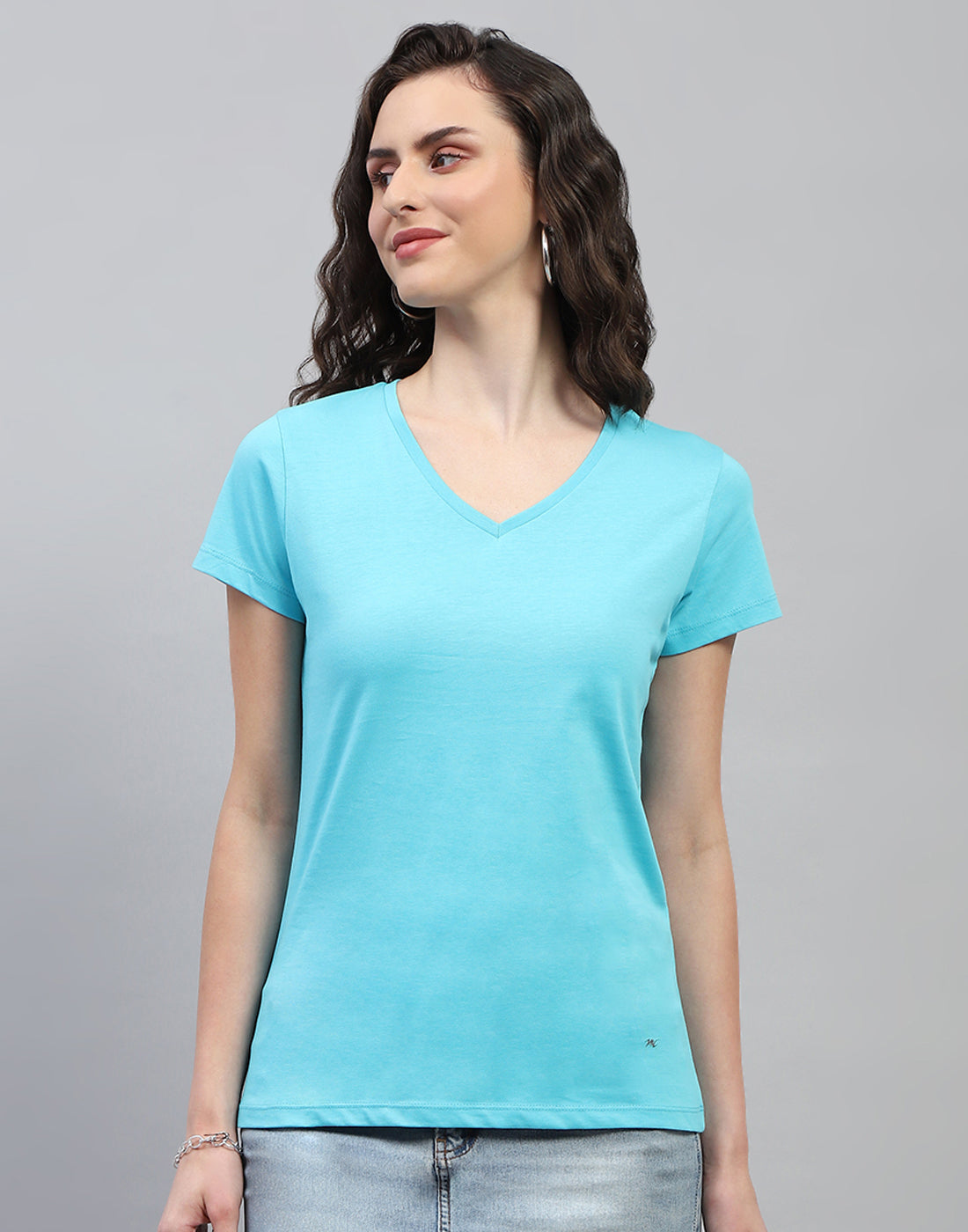 Women Yellow & Turquoise Blue Solid V Neck Half Sleeve Top (Pack of 2)